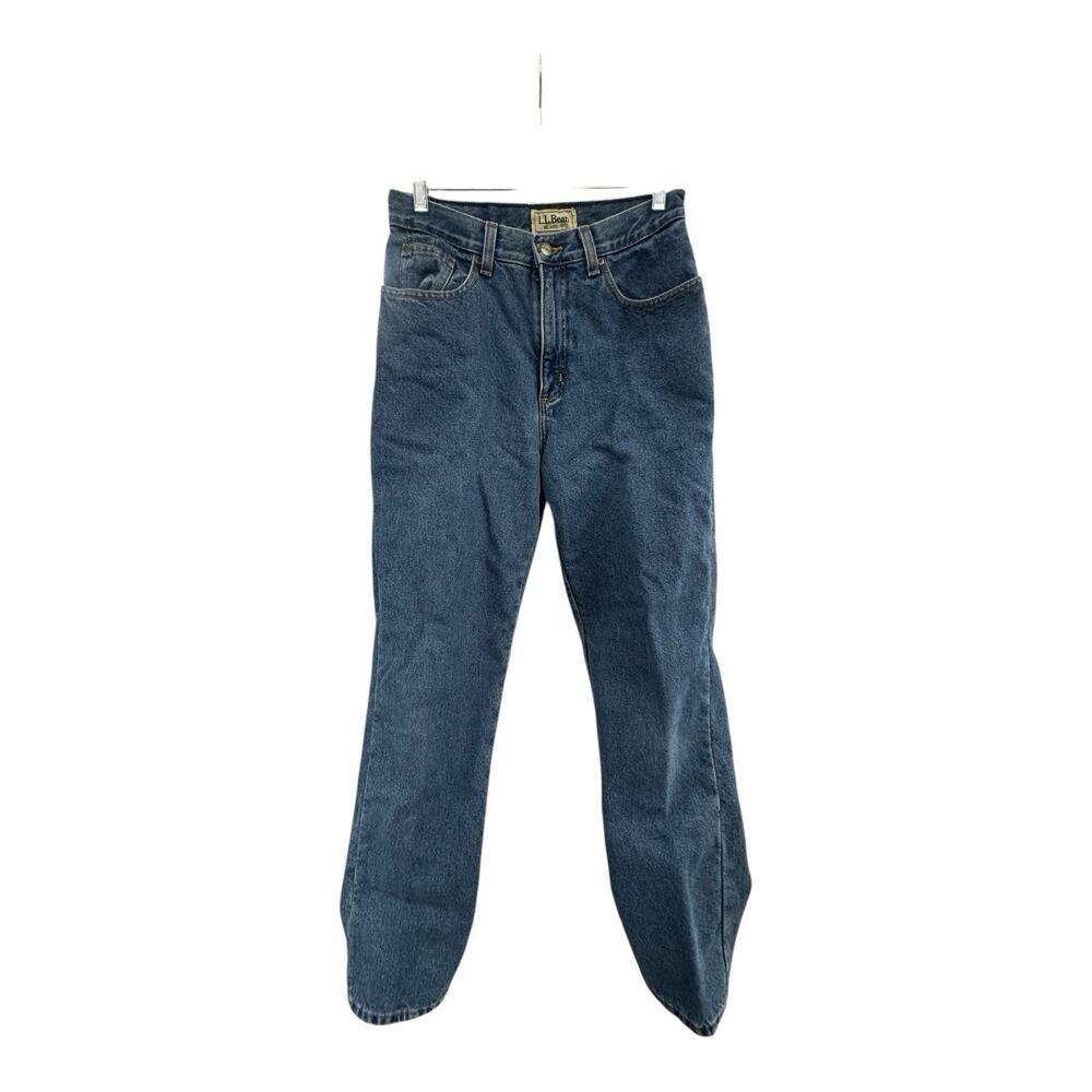 LL Bean Womens Floral Lined Blue Jeans Relaxed Fit 8 M/T Western Momcore Retro